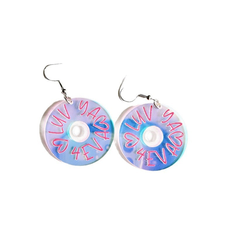 Acrylic Phantom Black Glue Record Earrings MIC-XueP132