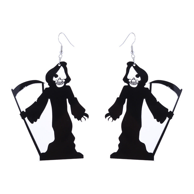 Acrylic Spider Web Ghost House Earrings (Minimo de Compra 2) MIC-ChouT035