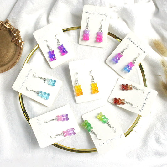 Acrylic Colorful Bear Earrings  (Minimo de Compra 2) MIC-PingH016