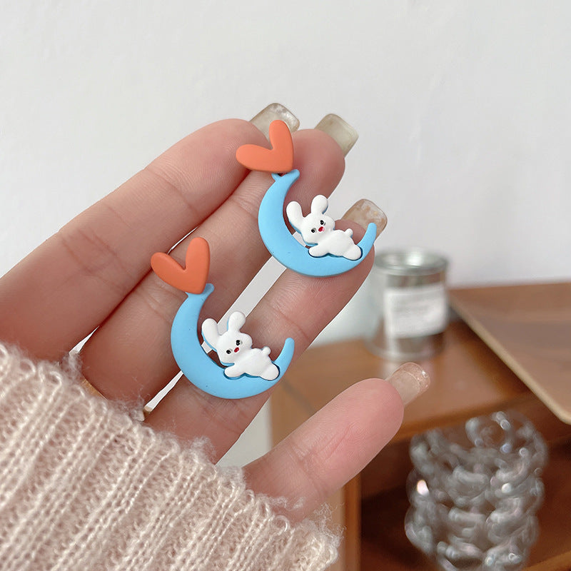 Alloy Cute Wind Love Mushroom Rabbit Earrings (Minimo de compra 2) MIC-FuZ014