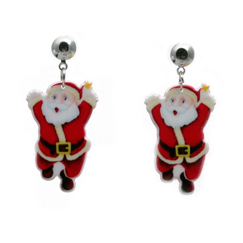 Acrylic Santa Claus Earrings  (Minimo de Compra 2) MYA-MiL006