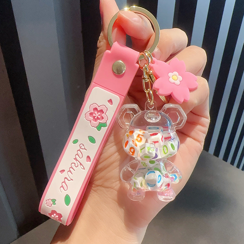 PVC dice pink oiled keychain MIC-OuS022