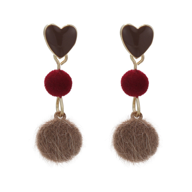 Alloy Love Hair Ball Earrings MIC-MiS016