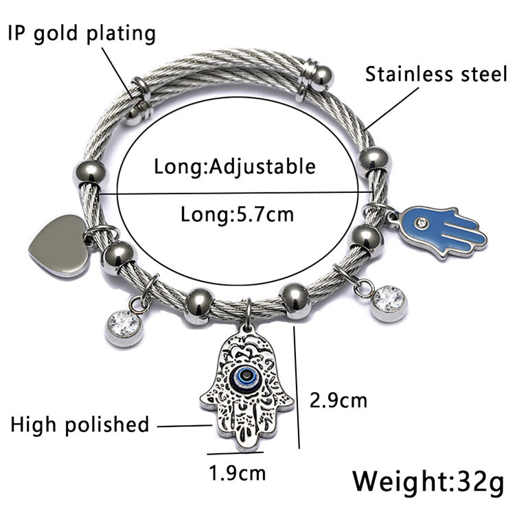 Stainless Steel Evil Eye Bracelet Minimo de compra 2 MIC-XiangJ006