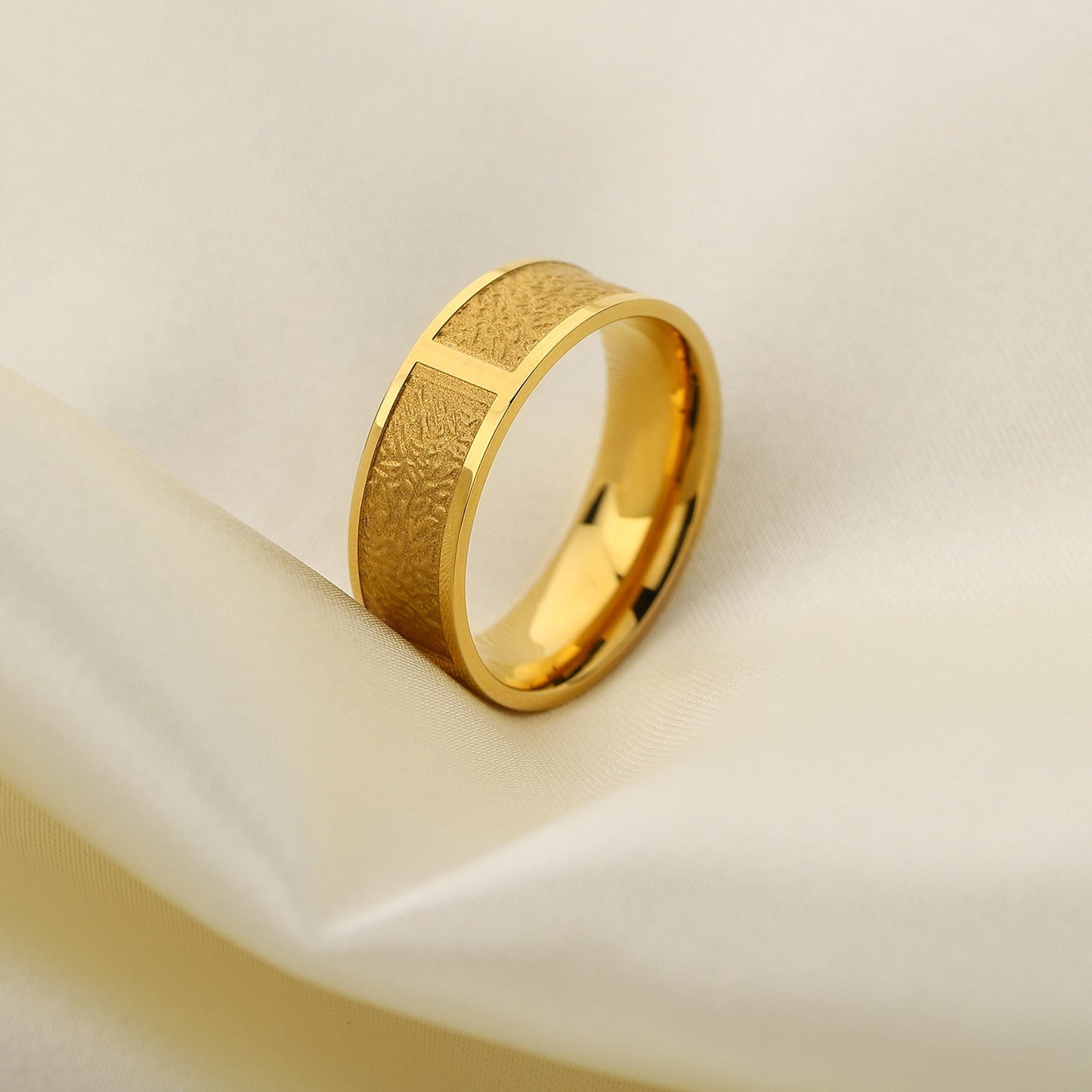 Gold Plated Stainless Steel Croissant Ring MIC-JieD001