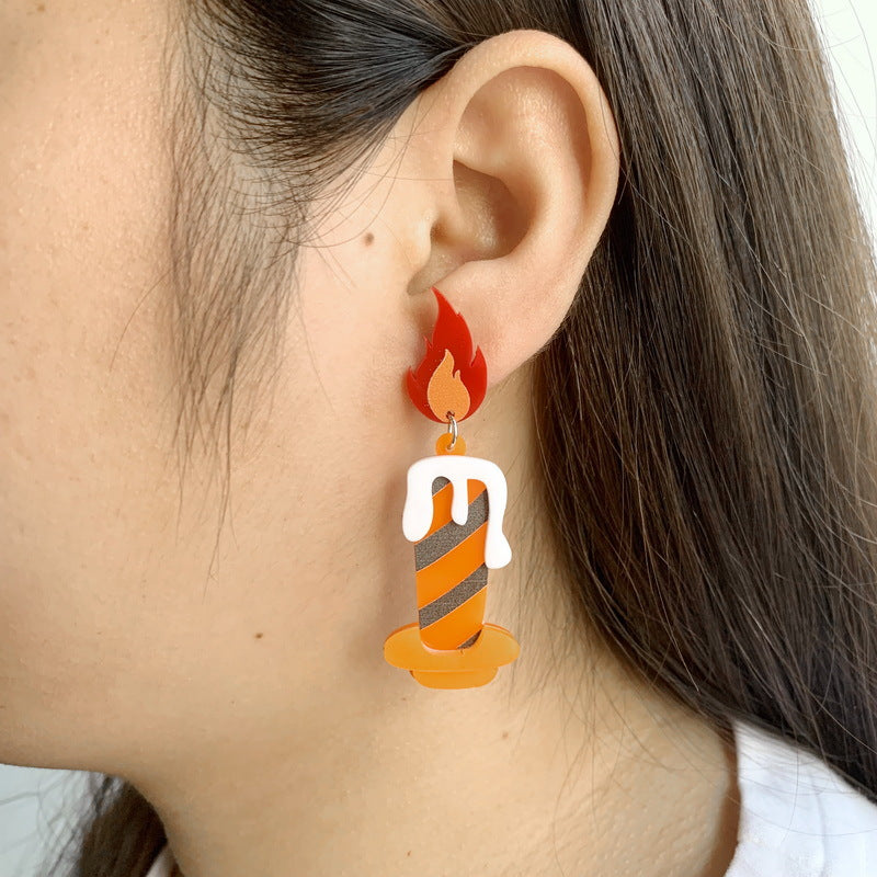 Acrylic candle retro exaggerated earrings MIC-XueP115