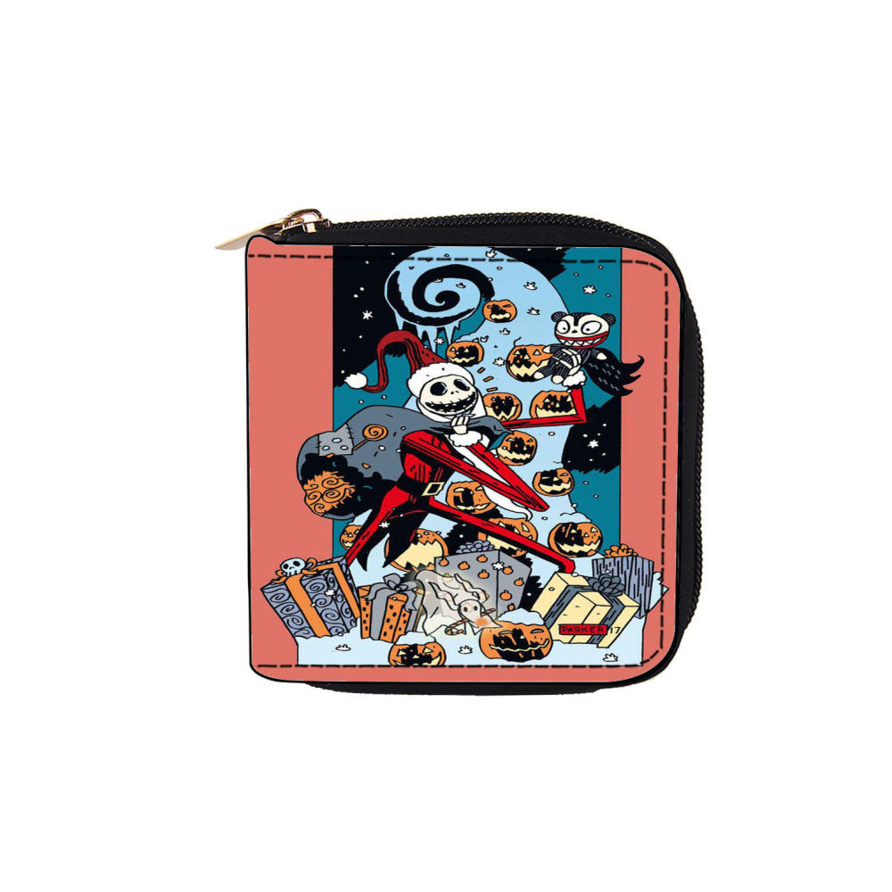 psychedelic short PU zipper wallet (M) DengX003