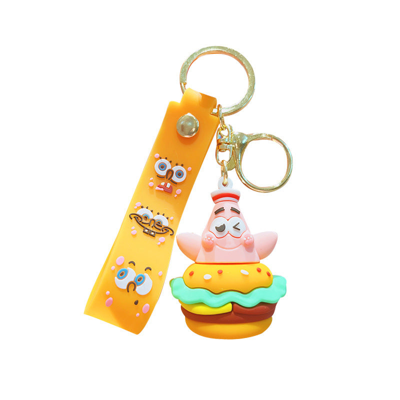 PVC Crab Yellow Burger Doll Bookbag Keychain MIC-YiD037