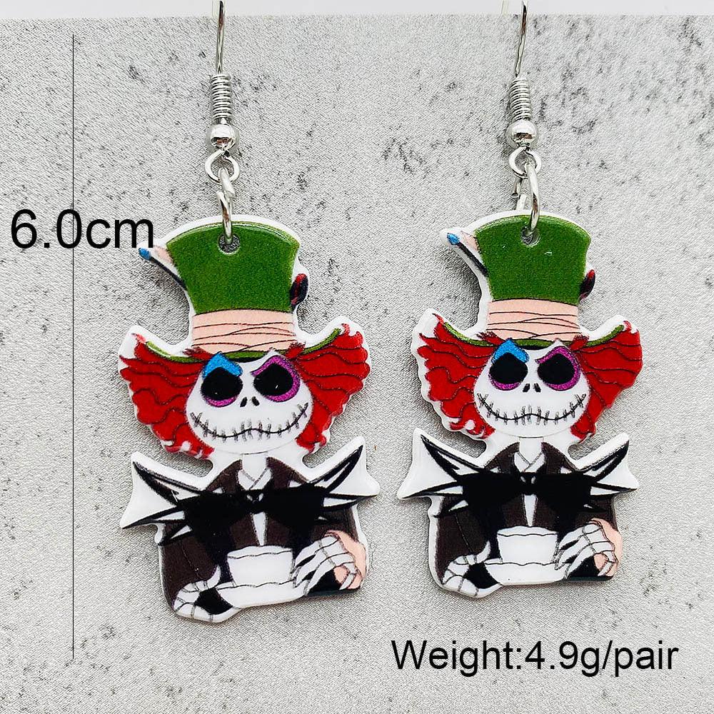 Acrylic Halloween Scary Skull Earrings (Minimo de Compra 2) MIC-ChenY025