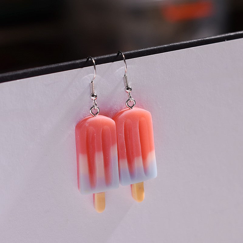 Resin contrast ice cream earrings MIC-XunT006