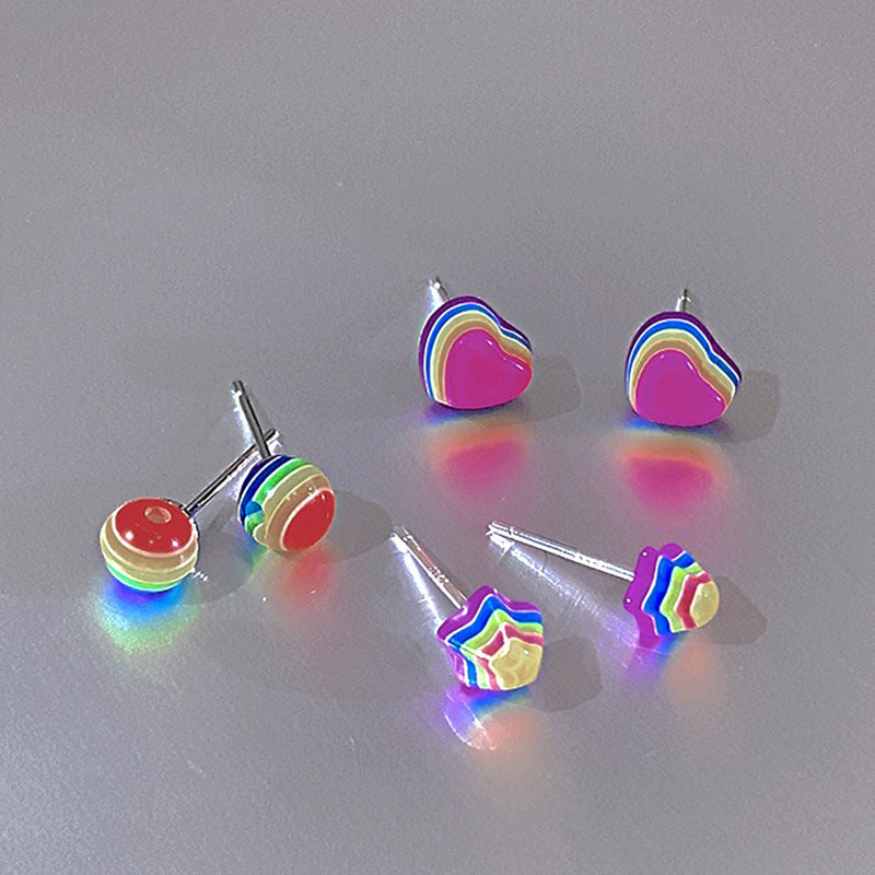 Alloy Candy Heart Star Earrings (Minimo de Compra 2) MYA-NaiS013