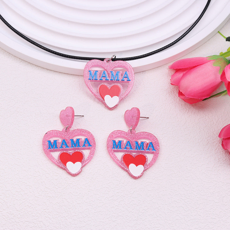 Acrylic Pink Love Earrings MIC-DuA084