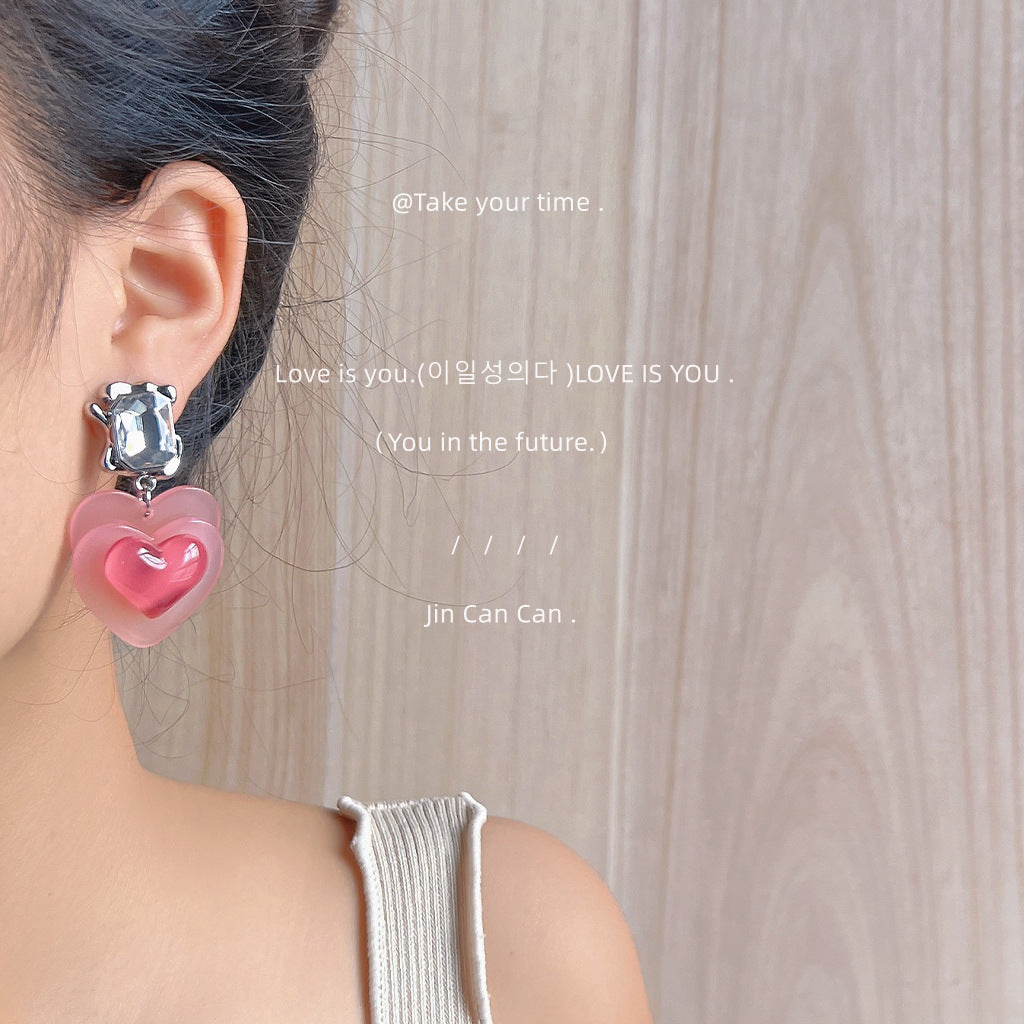 Alloy pink heart earrings MIC-LiangM003