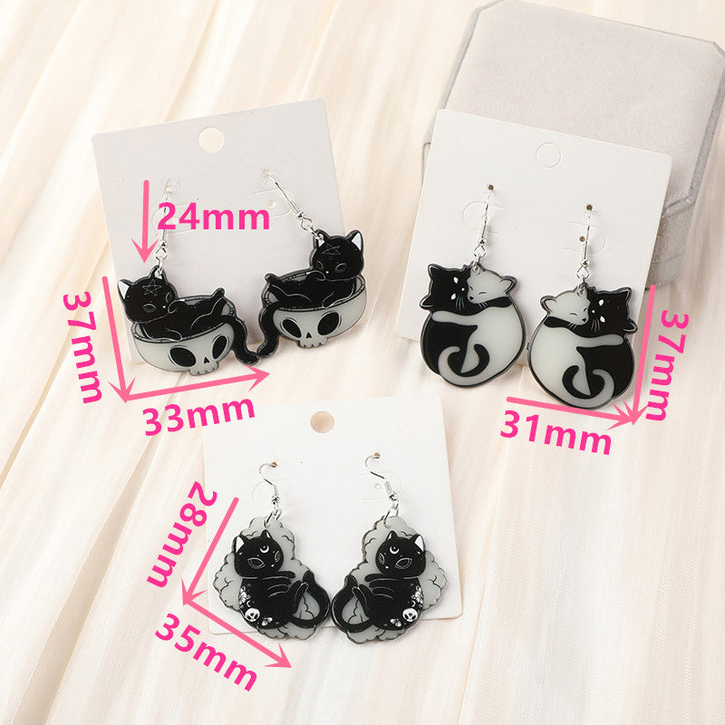 Alloy luminous magic cat earrings (Minimo de Compra 3) MIC-YouY035