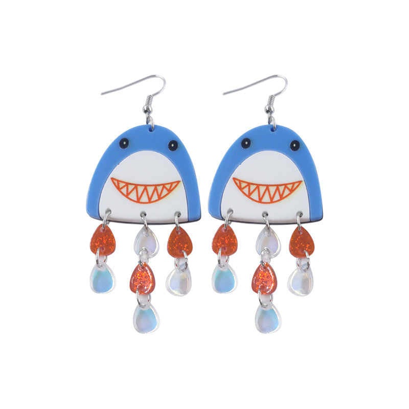 Acrylic Shark Water Drop Earrings (Minimo de Compra 2) MIC-QingM029