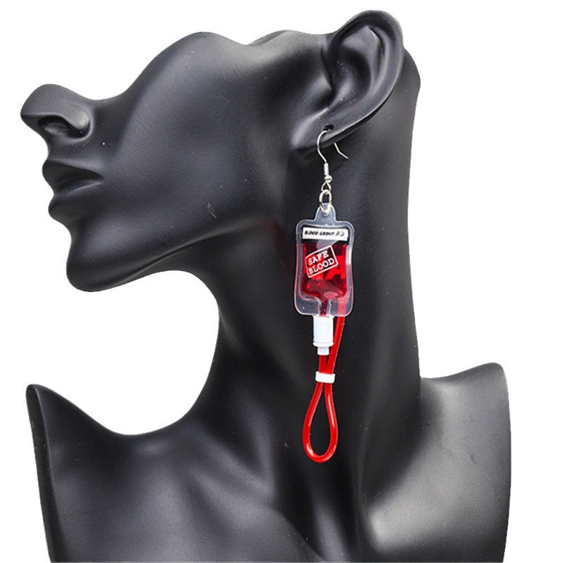 Alloy plasma blood bag earrings (Minimo de compra 2) MYA-HuanQ001