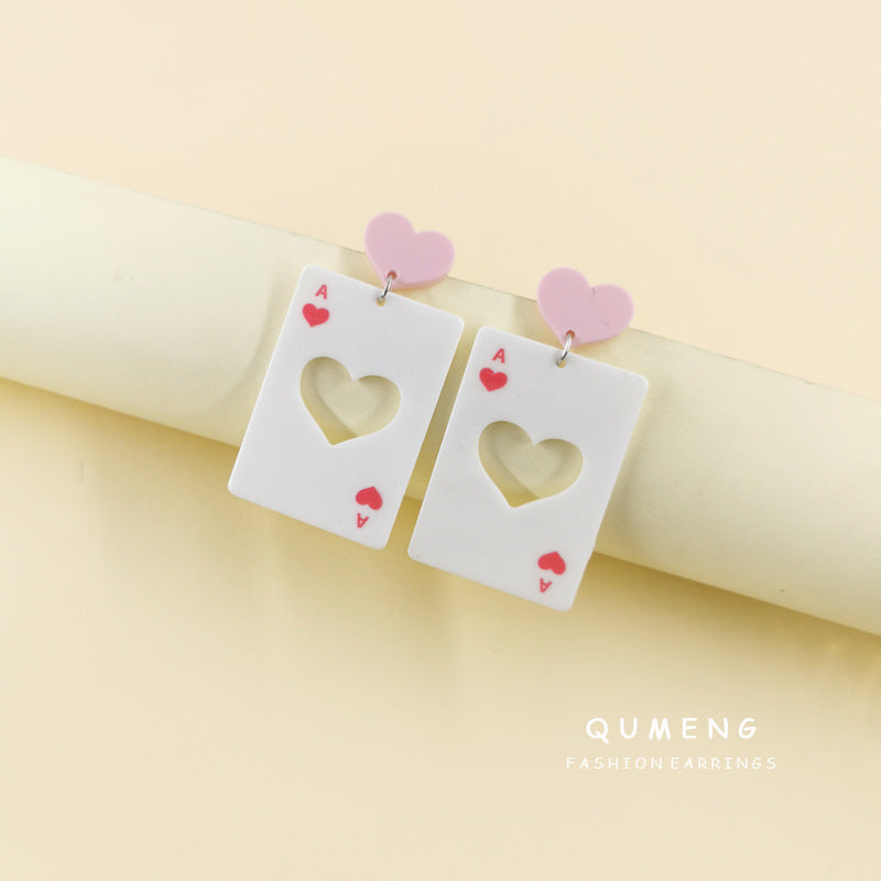 Acrylic New Pink Heart Hollow Earrings (Minimo de Compra 2) MIC-QingM006