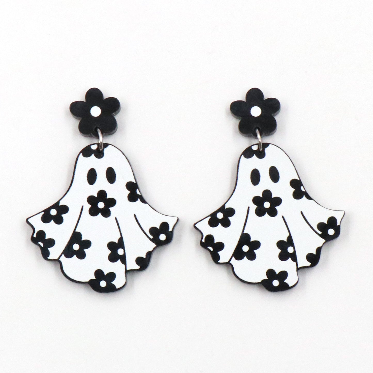 Acrylic Halloween Flower Ghost Earrings (Minimo de compra 5) MIC-XiaoY051