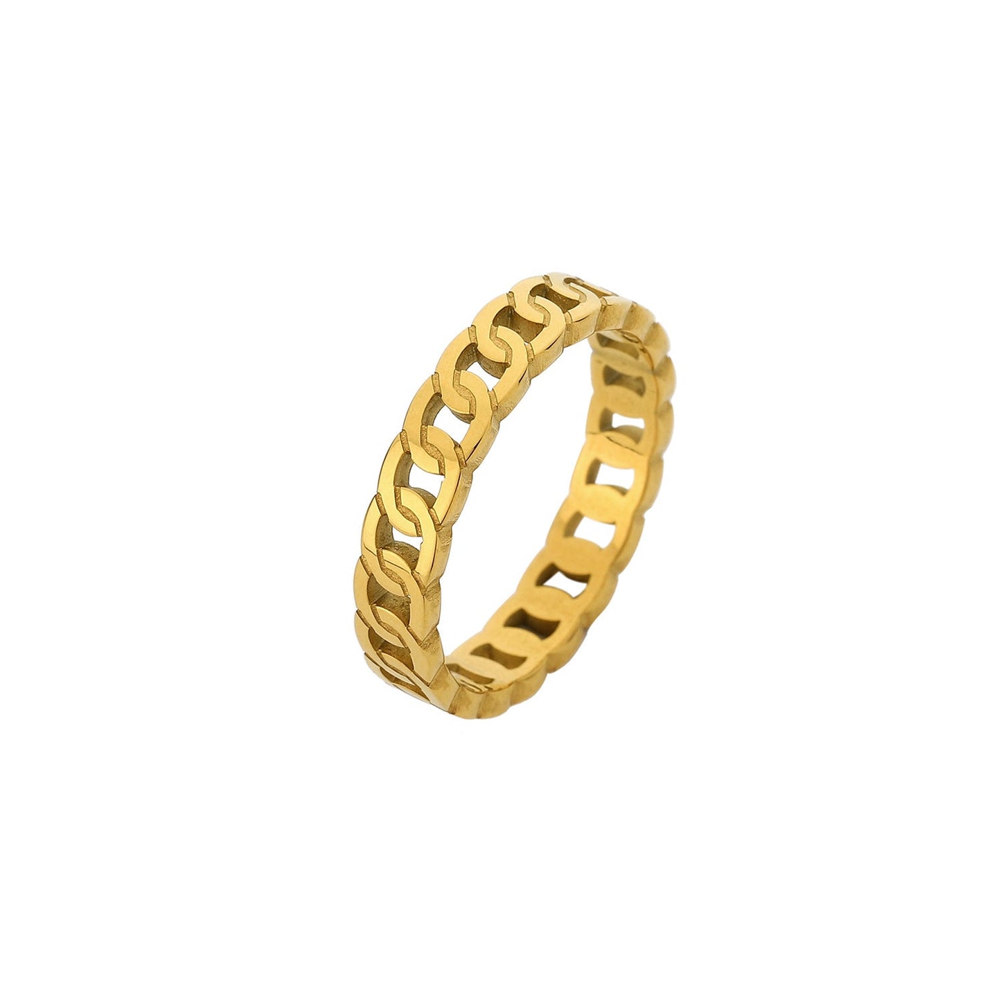 Gold Plated Stainless Steel Croissant Ring MIC-JieD001