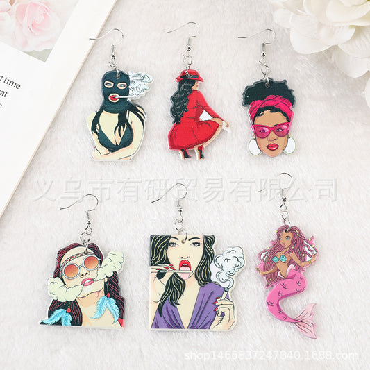 Resin dual color printed earrings (Minimo de Compra 2) MIC-YouY010