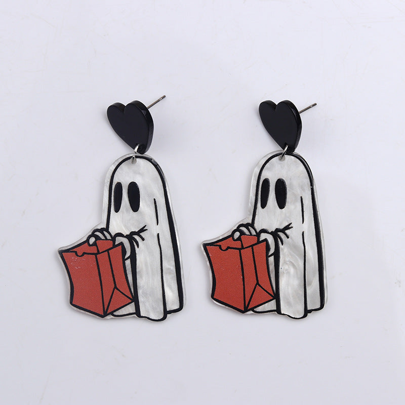 Acrylic Halloween Magic Stick Ghost earrings (Minimo de Compra 2) MIC-DuA034