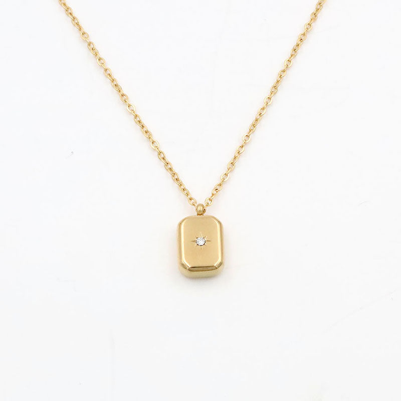 Stainless steel gold-plated gold brick necklace MYA-XuanJ030