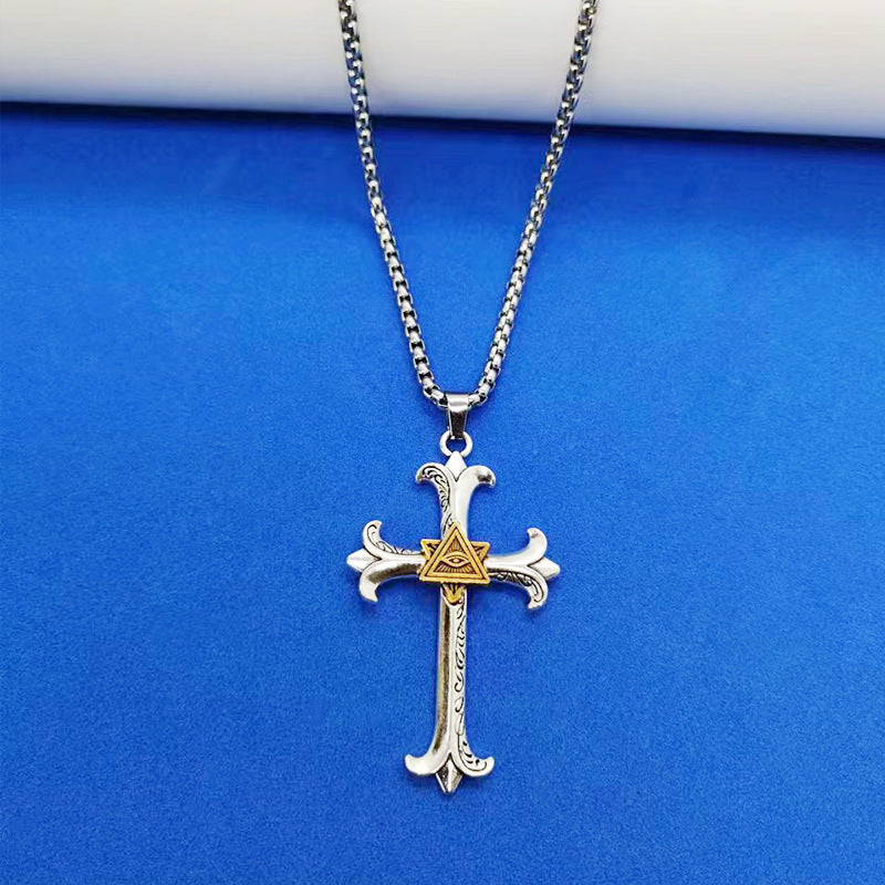 Stainless steel diamond studded cross necklace (Minimo de Compra 2)  MYA-ZhongR003