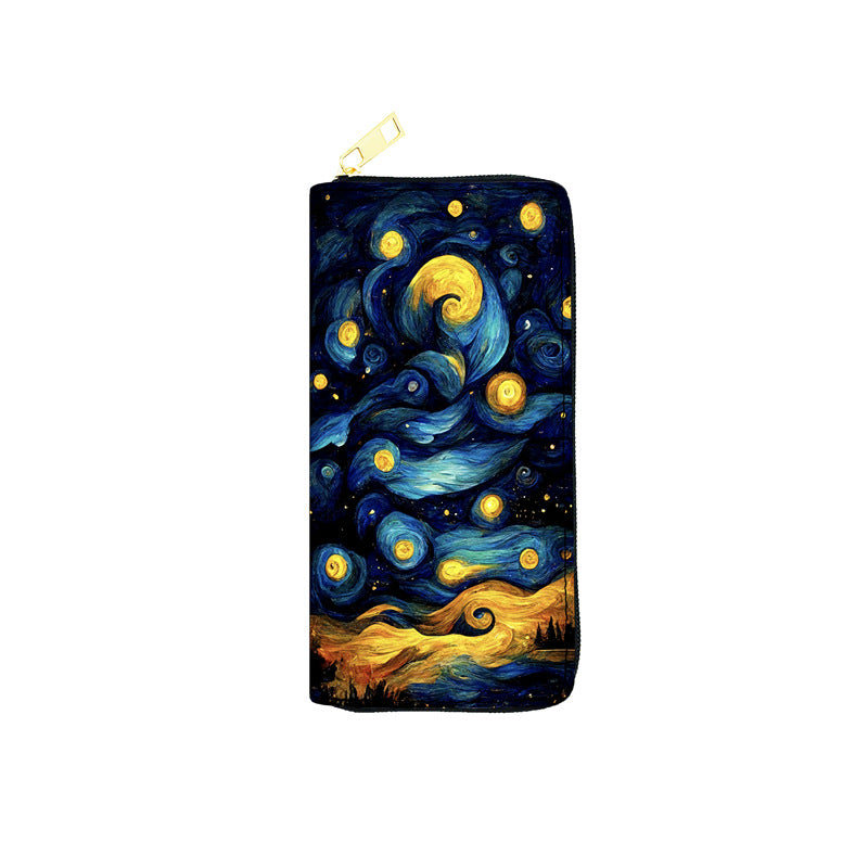 PU Oil Painting Starry Sky Wallet (Minimo de compra 3) MYA-JiR046