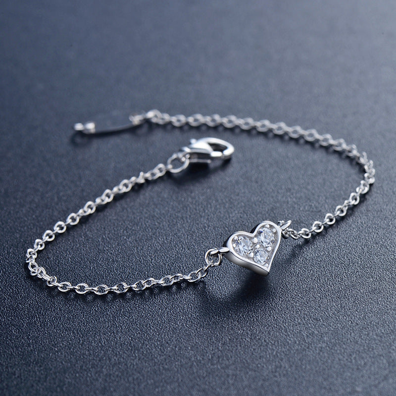 S925 silver delicate heart bracelet MIC-MoD009