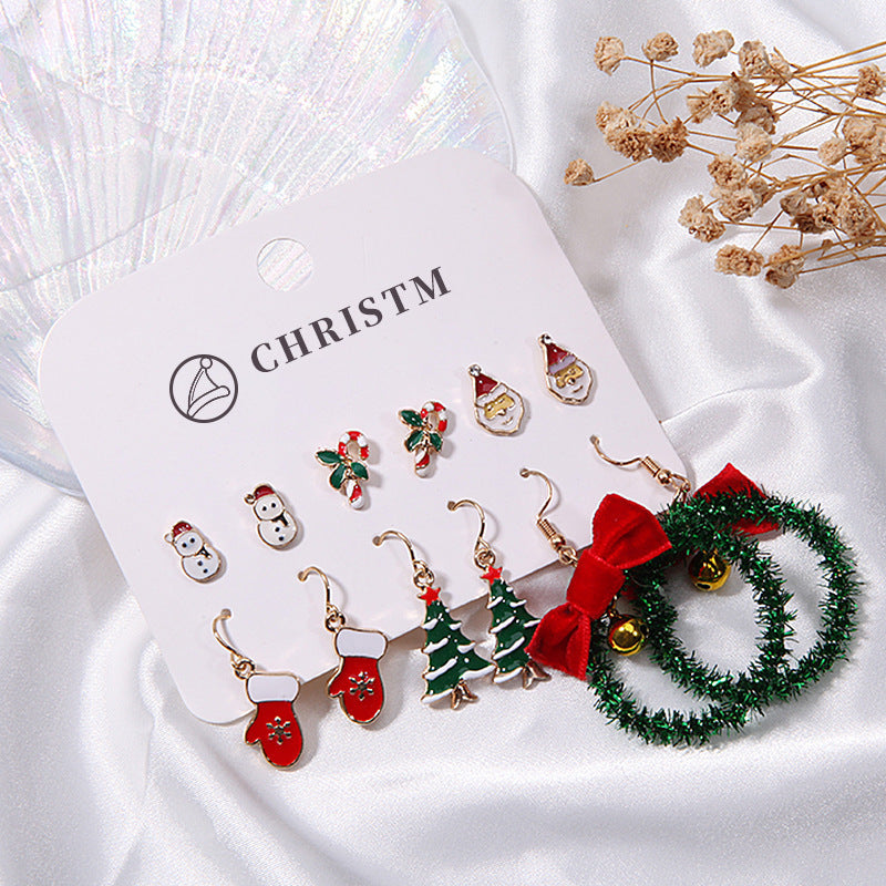 Alloy Christmas Bell Set with Diamond Combination Earrings (Minimo de Compra 2)  MIC-JueH003