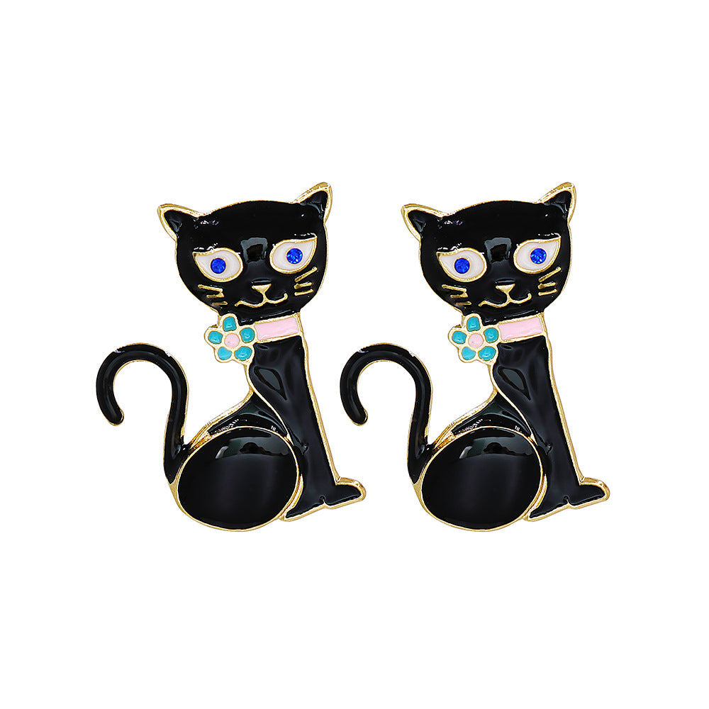 Alloy black cat star human earrings MIC-JJ002