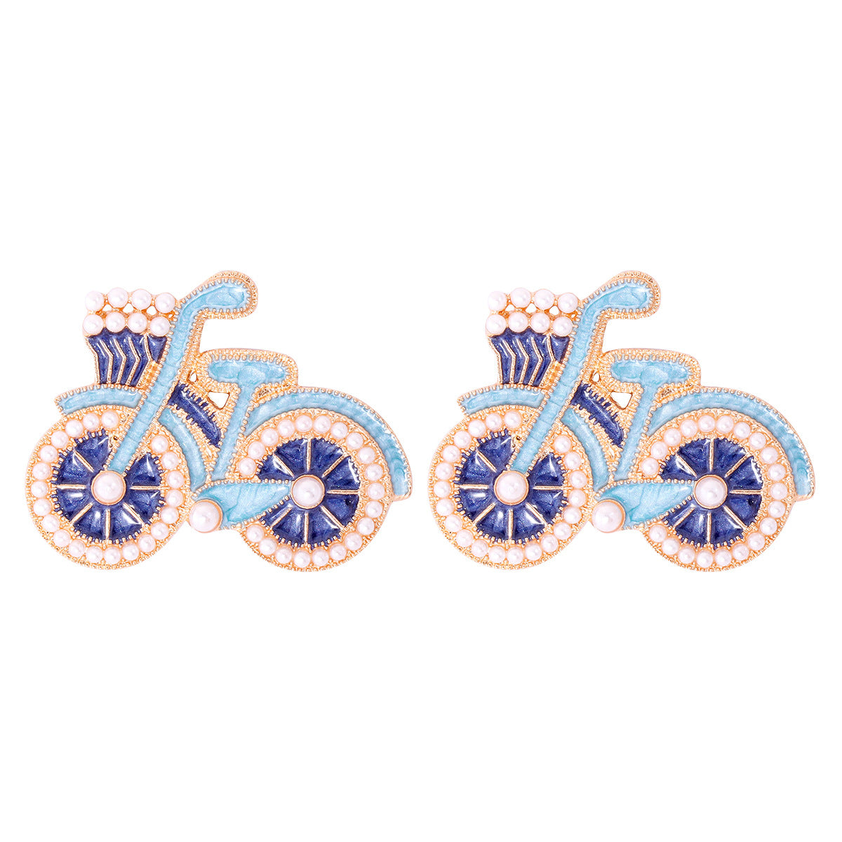 Alloy full diamond bicycle earrings MIC-JuJ023