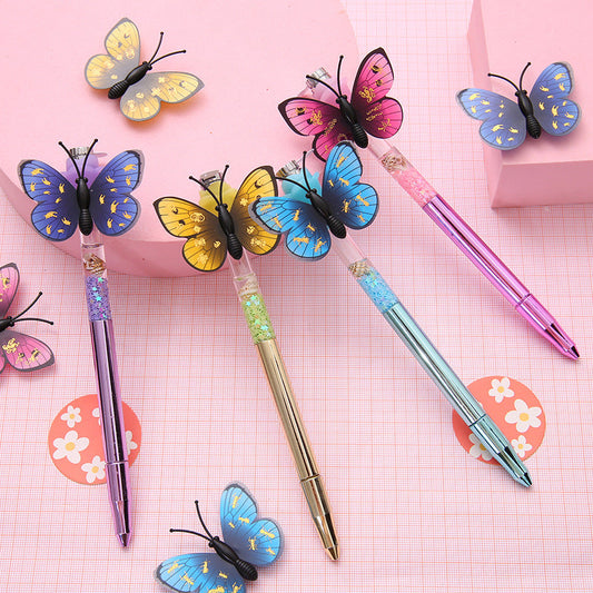 Ballpoint Pen Plastic Creative Butterfly Magnetic Lighting LED Gel Pen yige038