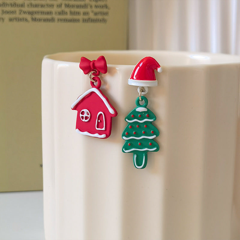 Alloy Christmas Tree Earrings (Minimo de Compra 5) MIC-JiuY072