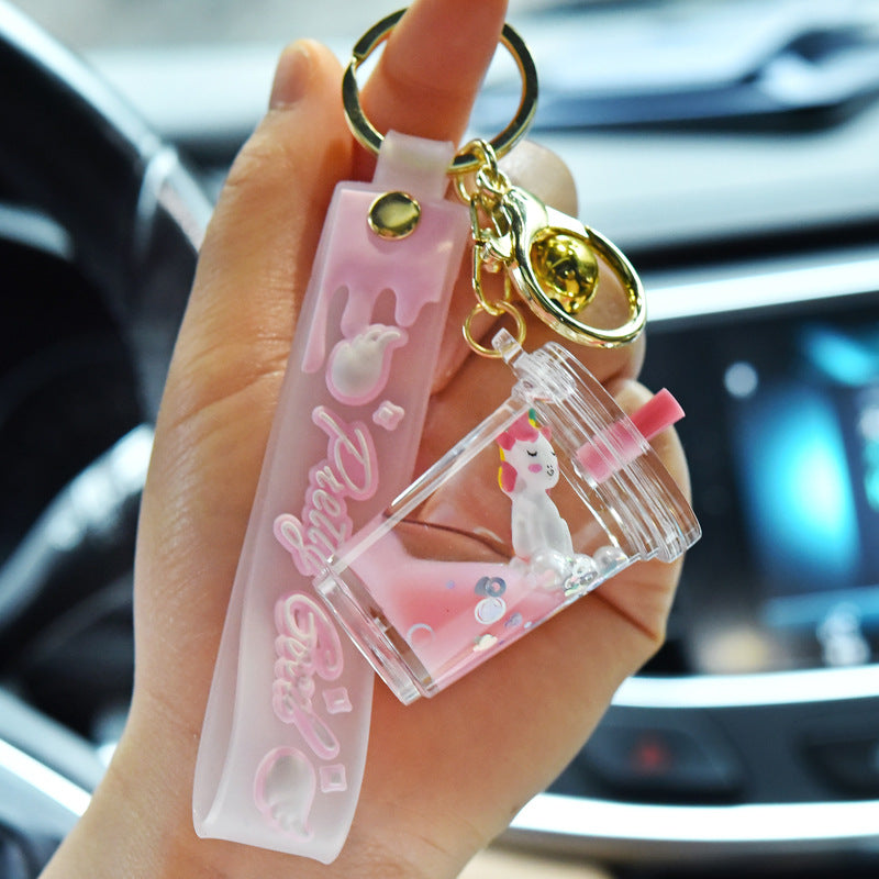 PVC liquid quicksand unicorn keychain MIC-YanG016