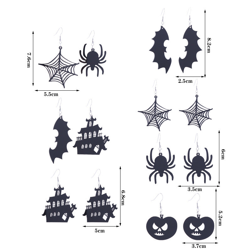 Acrylic Spider Web Ghost House Earrings (Minimo de Compra 2) MIC-ChouT035