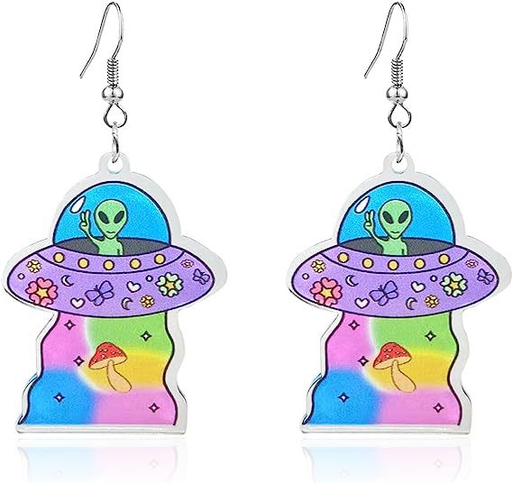 Acrylic Cute UFO Space Earrings (Minimo de Compra 5)  MYA-MingX009