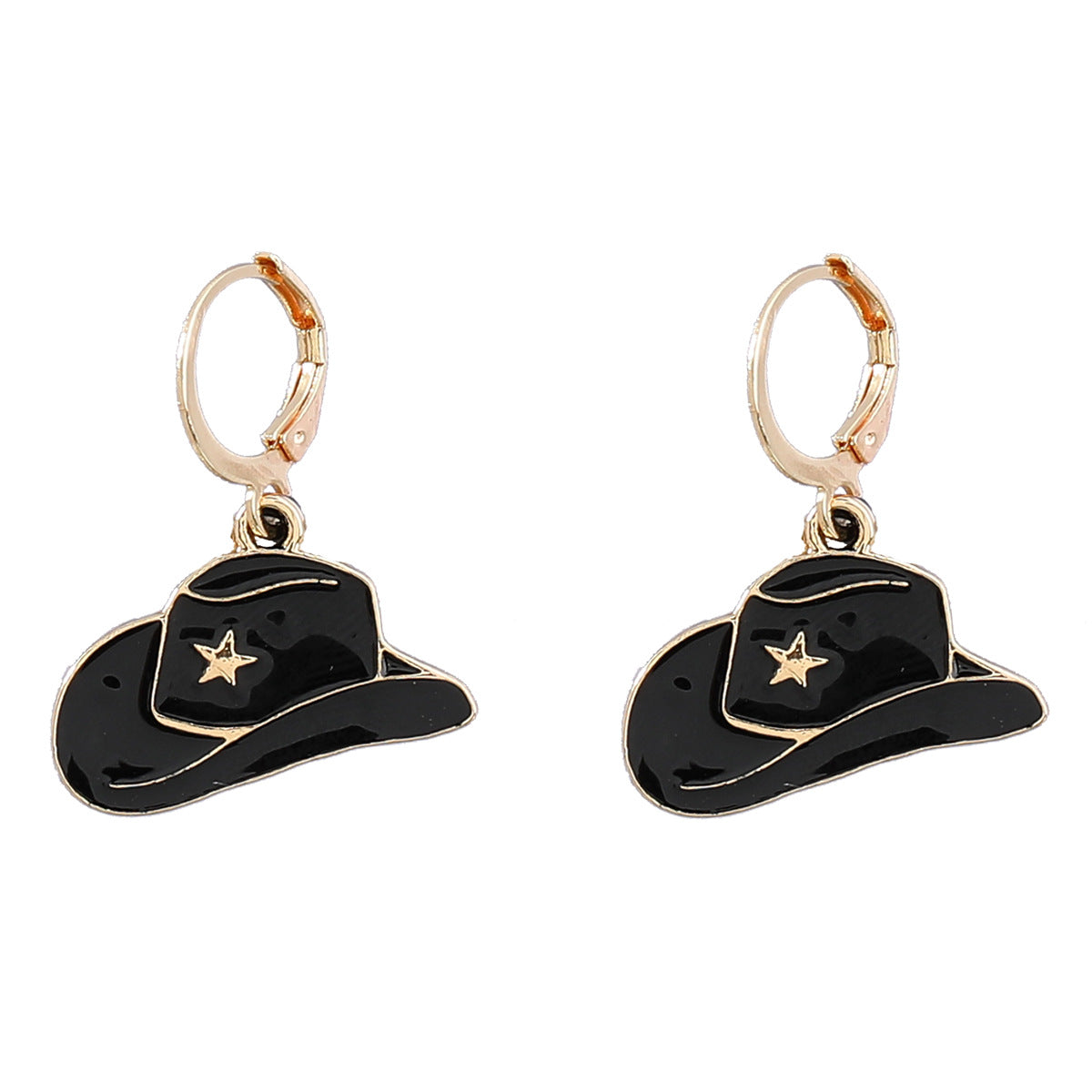 Alloy Drip Oil Cowboy Hat Earstuds MIC-JiuL001