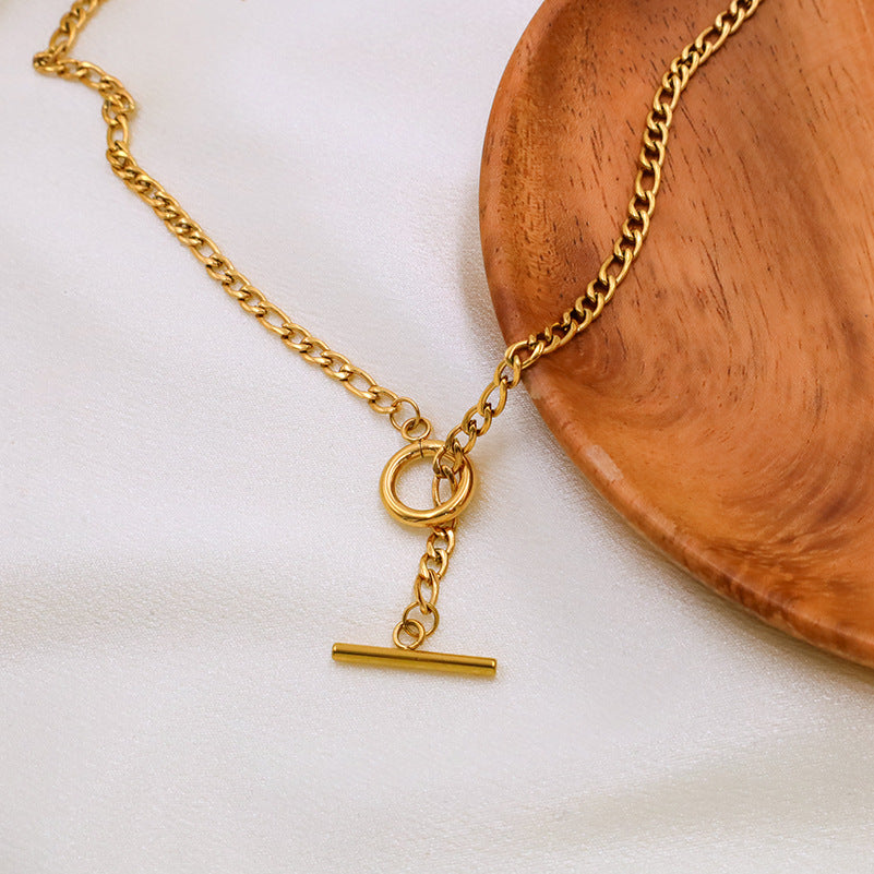 Stainless steel gold-plated Cuban OT buckle necklace MYA-XuanJ043