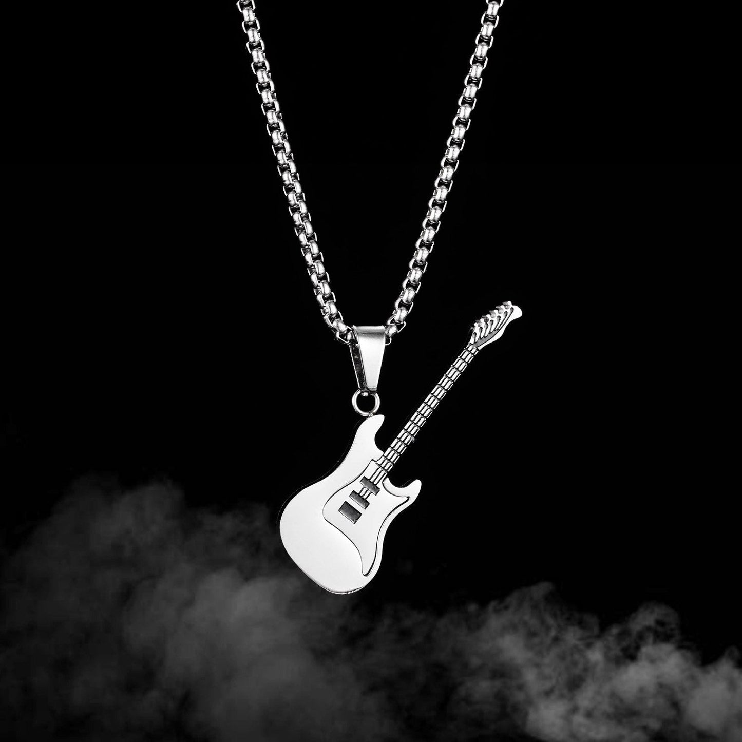 Necklace Stainless Hip Hop Guitar Pendant GeJ011