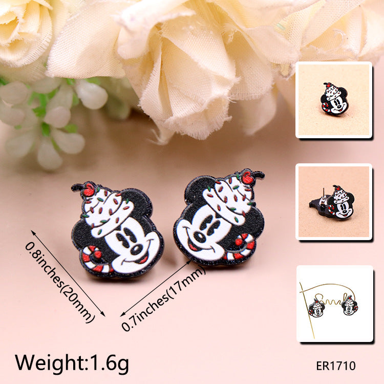 Acrylic Christmas cartoon character earrings (Minimo de compra 5) MIC-XiaoY033