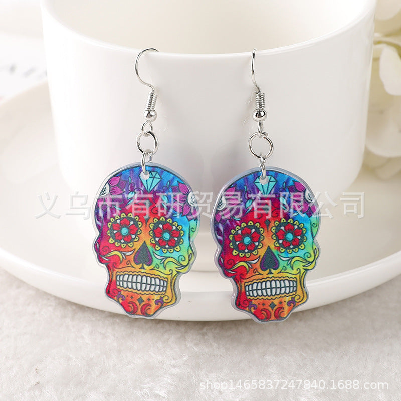 Acrylic Skeleton Cross Earrings (Minimo de Compra 2) MIC-YouY014