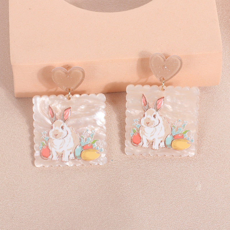 Alloy rabbit oil painting earrings (Minimo de compra 5) MIC-YiRan002