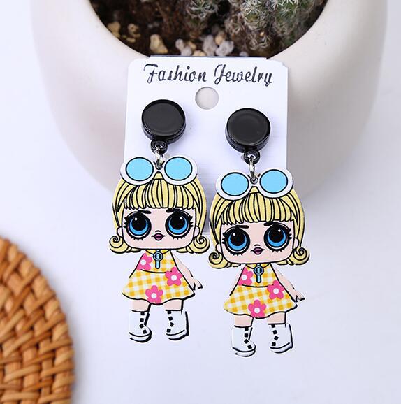 Acrylic Funny Cartoon Girl Earrings MIC-HanS001