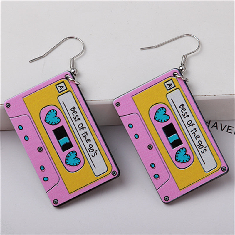 Acrylic Hip Hop Retro Tape Earrings MYA-ChouD045