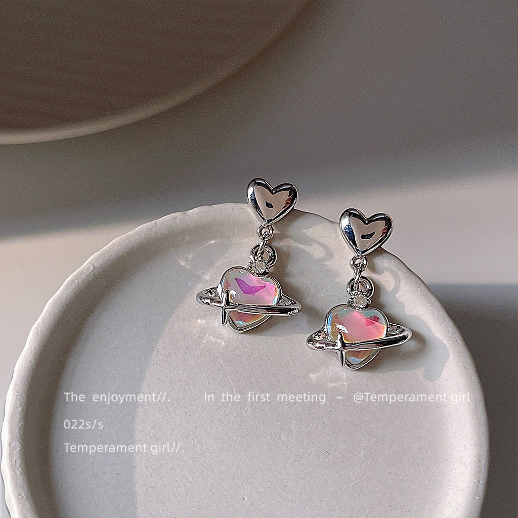 Alloy silver heart-shaped earrings MIC-LiangM013