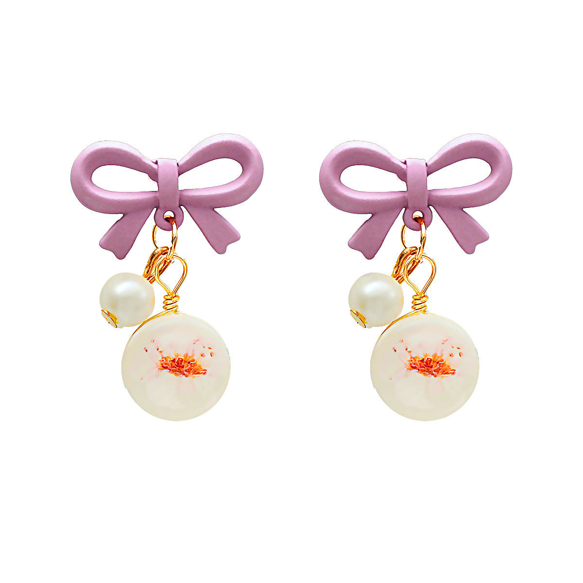 Alloy Fresh Bow Pearl Earrings MIC-MaiD002