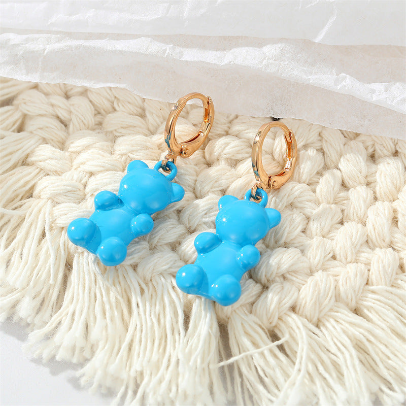 Acrylic candy colored cartoon bear earrings (Minimo de Compra 3) MIC-JueJ006