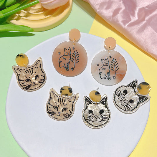 Acrylic cartoon cat earrings  (Minimo de Compra 2) MIC-PingH019