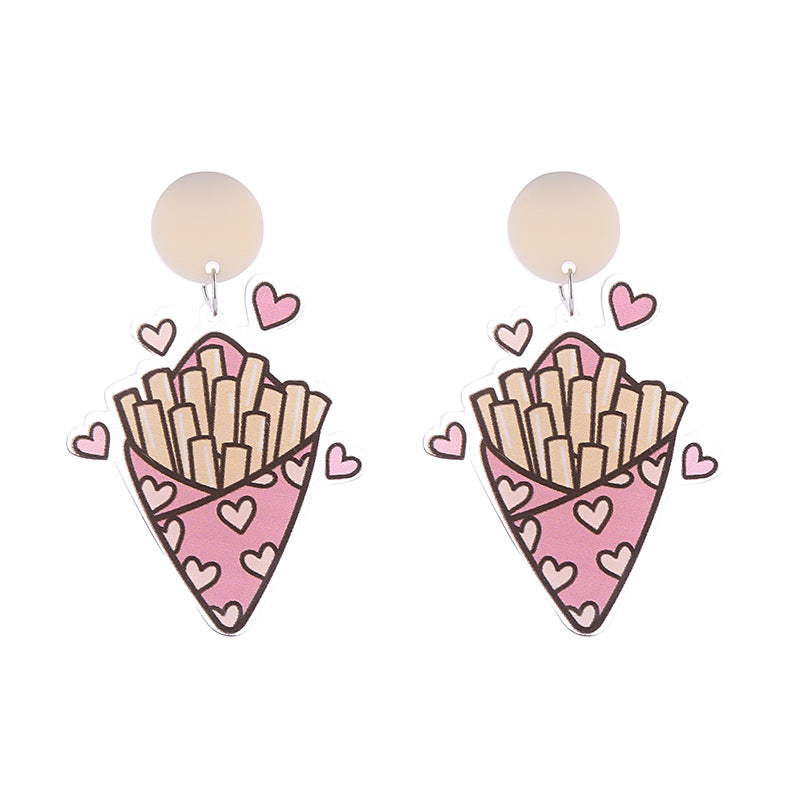 Alloy acrylic multi-layer cake burger earrings MIC-ChouT048